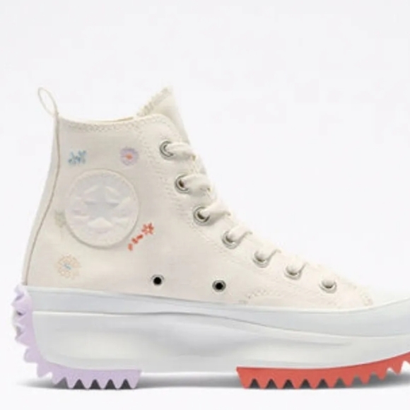 Converse Run Star Hike Hi Platform Embroidered Floral Unisex Sz: /A01583C - Picture 3 of 14